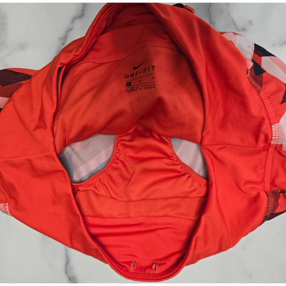 Nike Womens Running Shorts Medium Orange Geo Groove Printed Dri Fit Active Gym - Picture 3 of 7